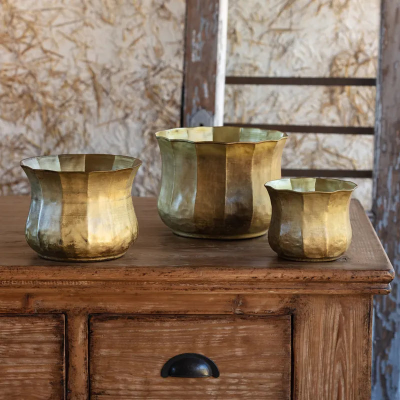 Antiqued Gold Bulb Planters