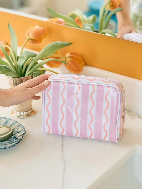 Small Toiletry Bag Coral Stripe