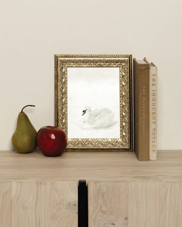 8x10 Fancy Gold Framed Swan