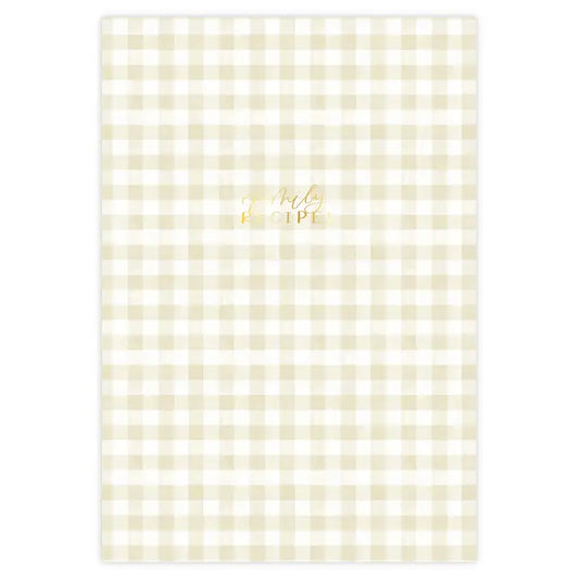 Beige Gingham Recipe Book