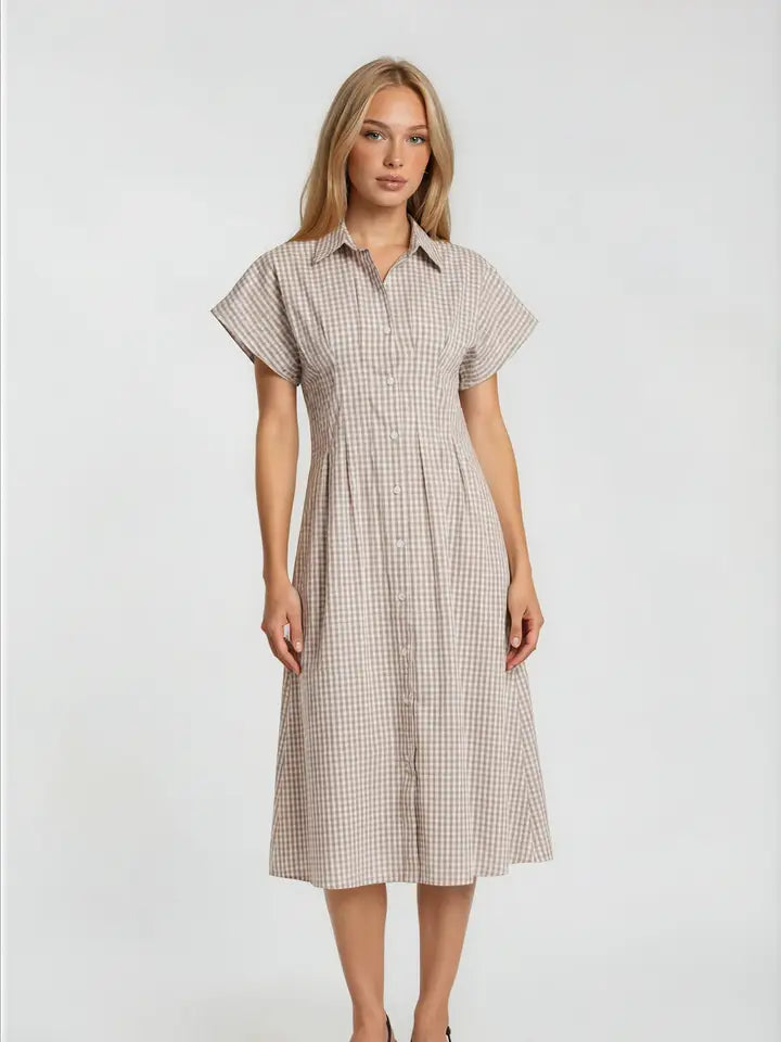 Ellie Gingham Pleated Dress