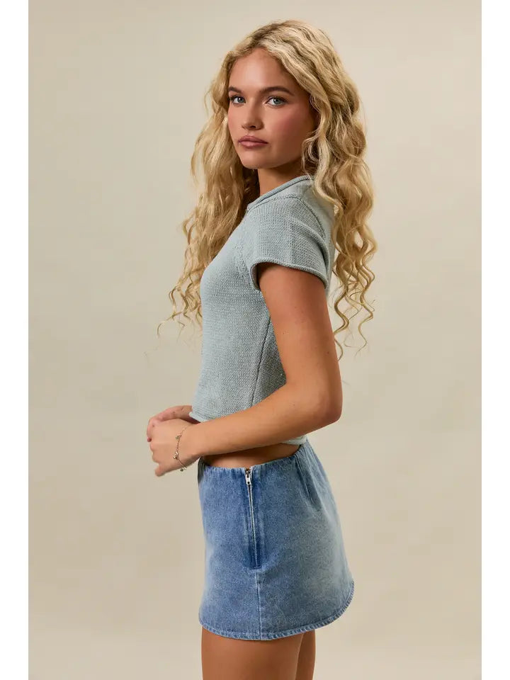 Light Blue Knit Top