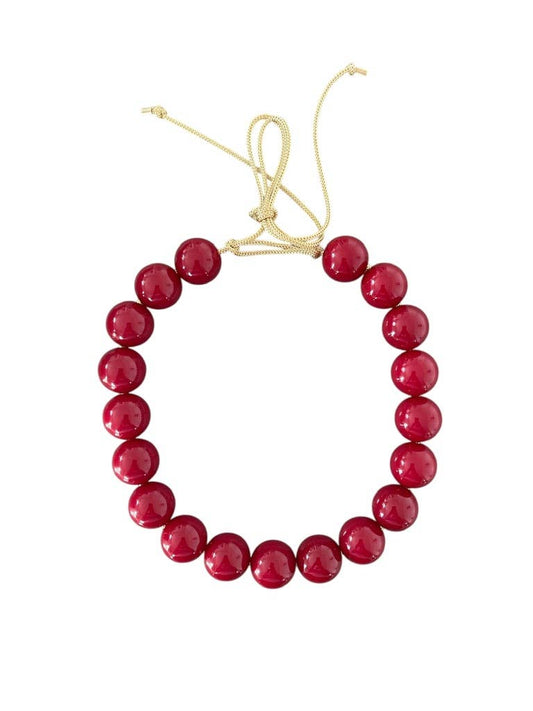Chunky Beaded Necklace - Garnet