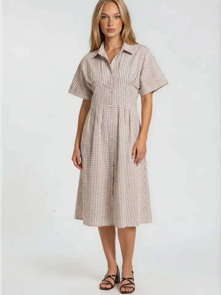 Ellie Gingham Pleated Dress