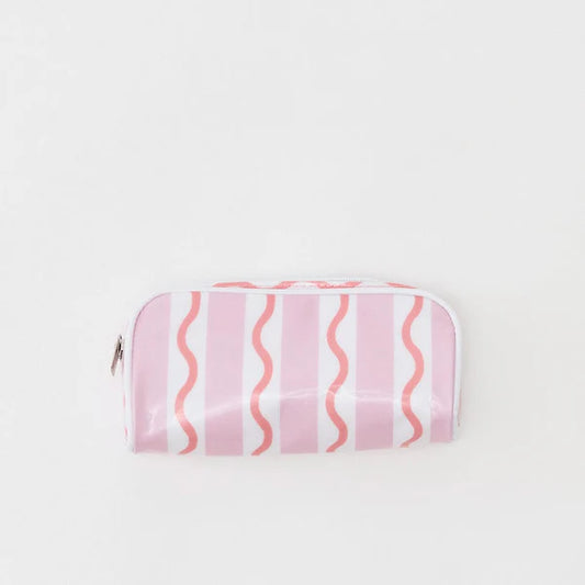 Mini Toiletry Bag Coral Stripe