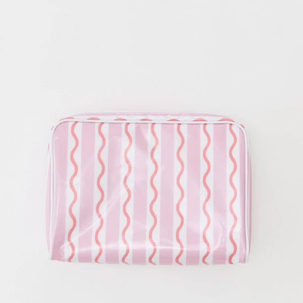 Large Toiletry Bag Coral Stripe