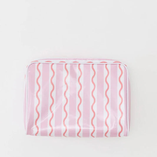 Large Toiletry Bag Coral Stripe
