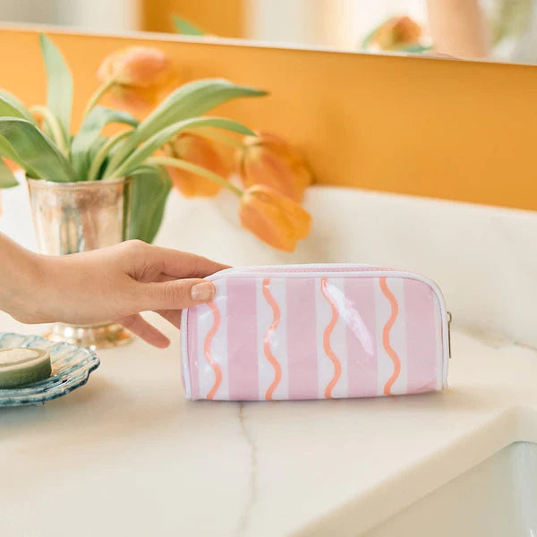 Mini Toiletry Bag Coral Stripe