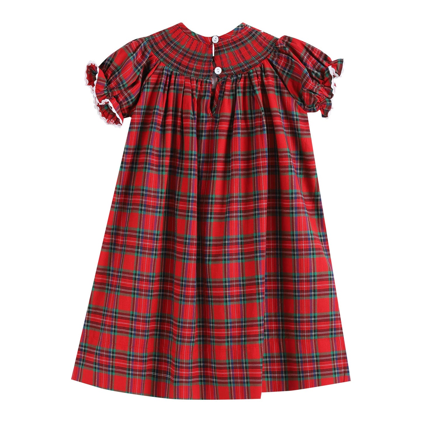 Christmas Tartan Plaid Smocked Bishop Dress