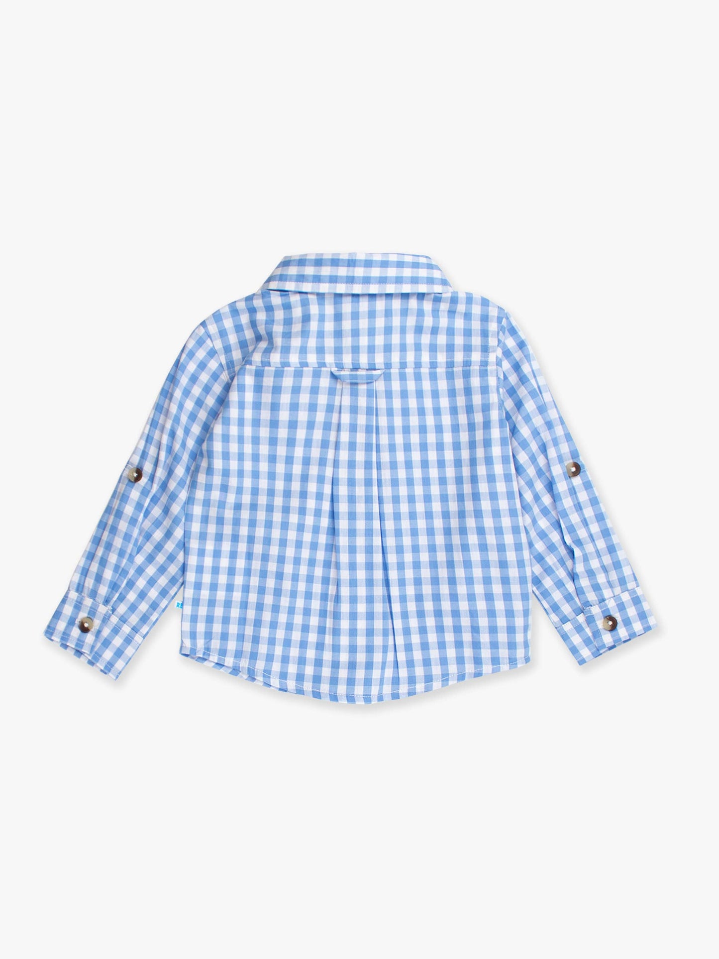 Boys Classic Periwinkle Blue Gingham Long Sleeve Button Down Shirt