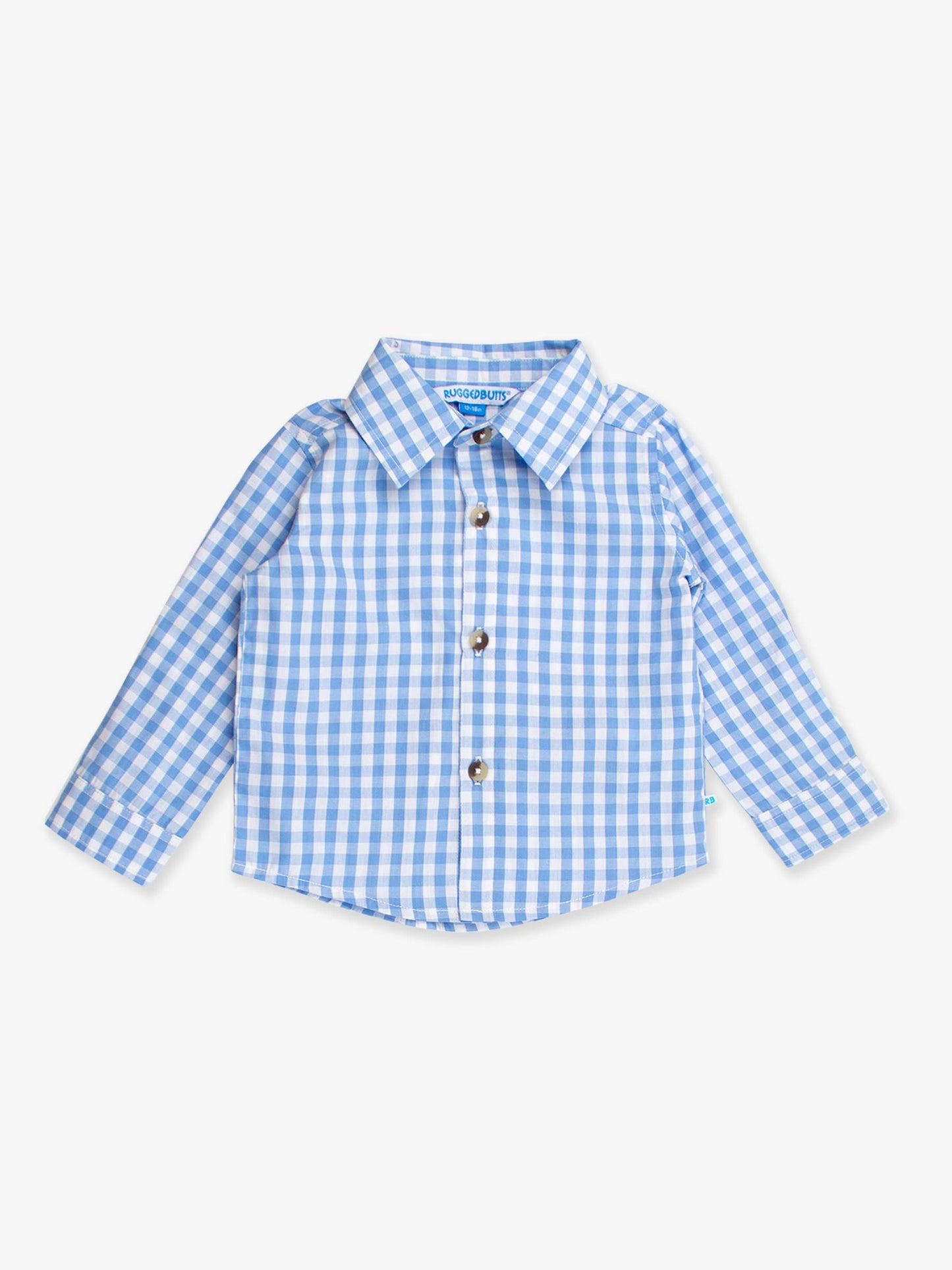 Boys Classic Periwinkle Blue Gingham Long Sleeve Button Down Shirt
