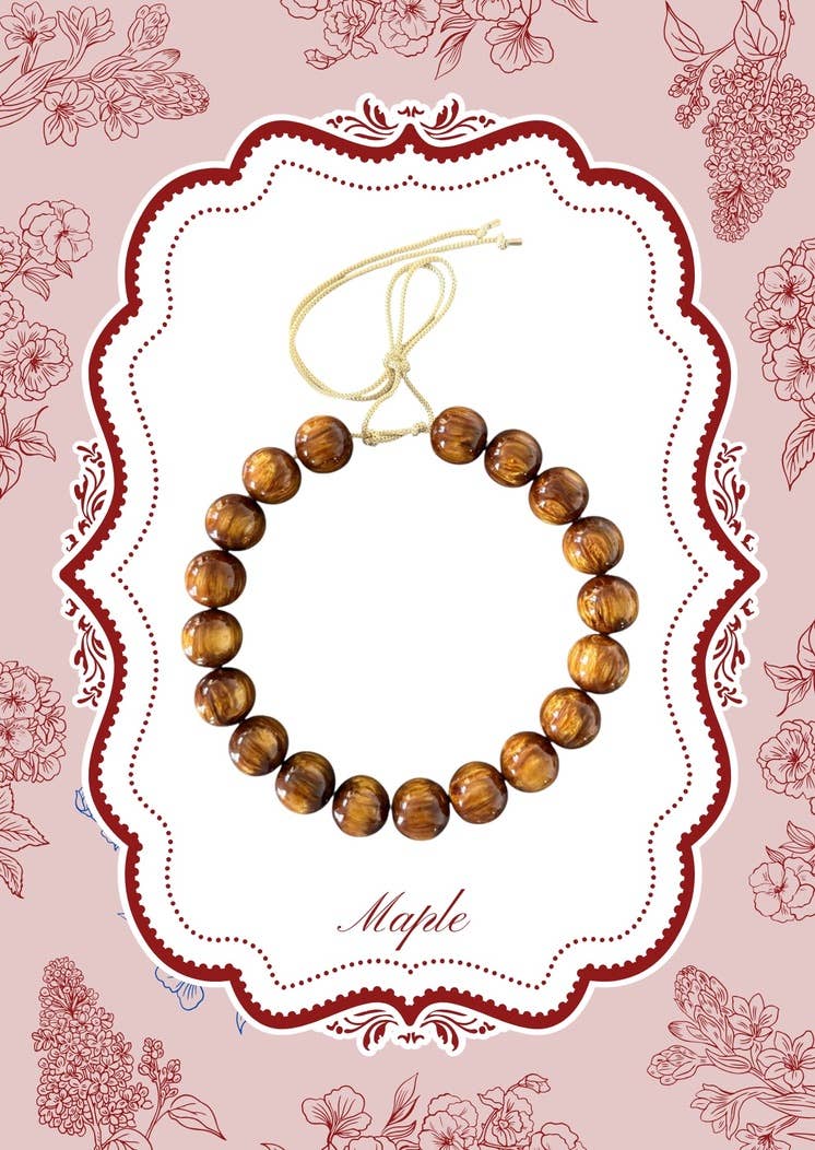 Chunky Beaded Necklace - Maple