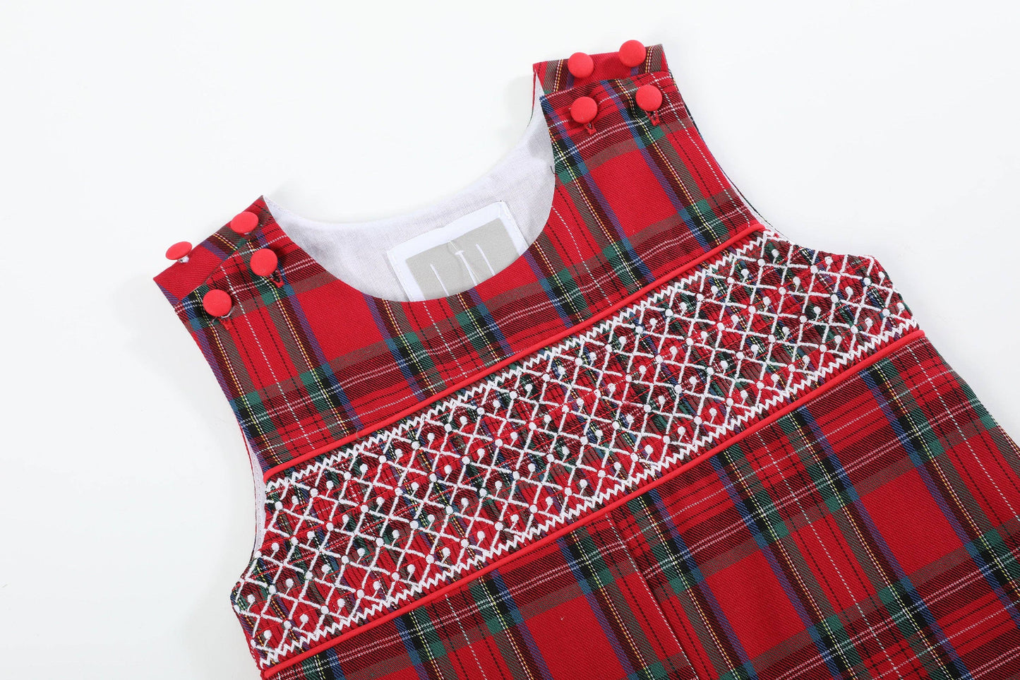 Christmas Tartan Plaid Smocked Overalls