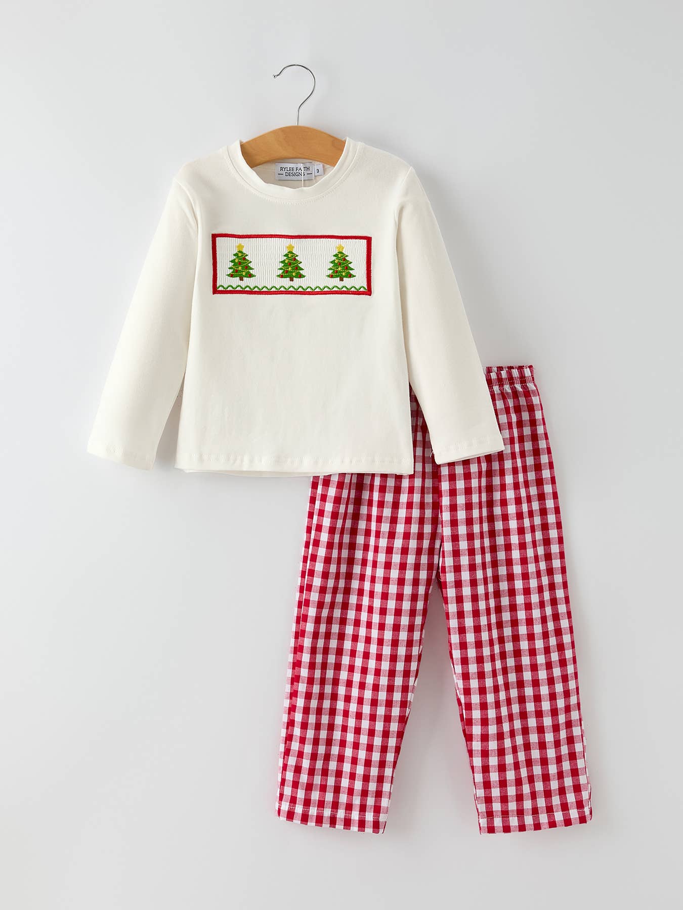 Christmas Tree Smocked Pants Set