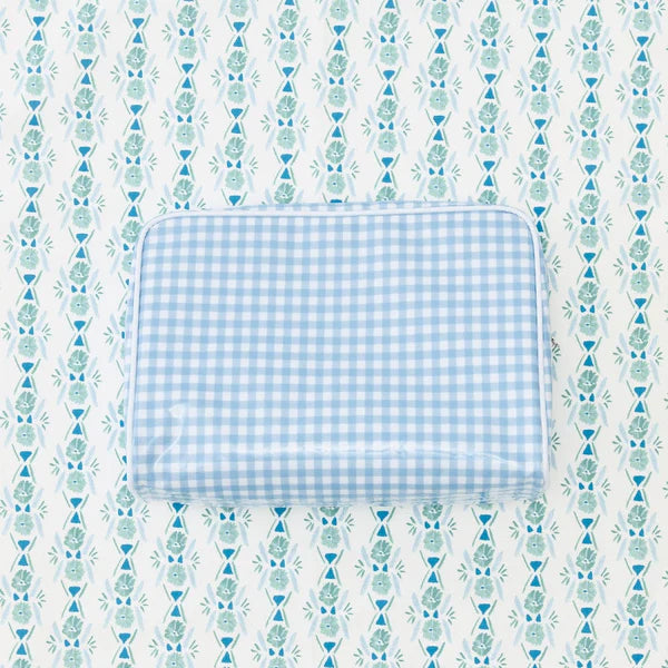 Large Toiletry Bag Blue Gingham