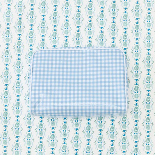 Large Toiletry Bag Blue Gingham