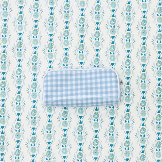 Mini Toiletry Bag Blue Gingham