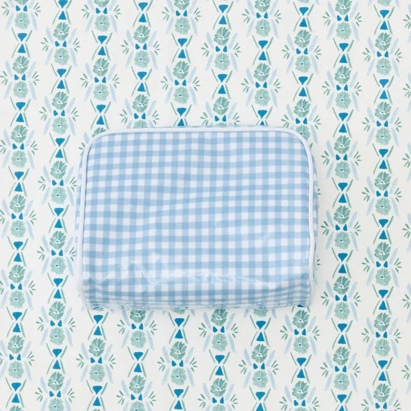 Small Toiletry Bag Blue Gingham
