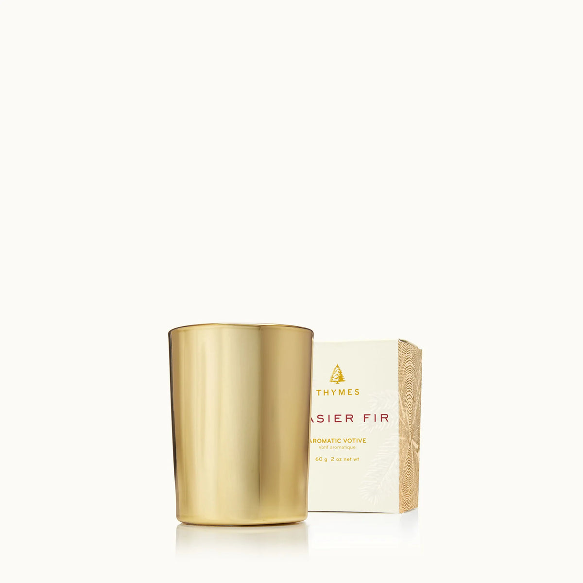 2 oz Gold Gilded Votive Candle, Frasier Fir