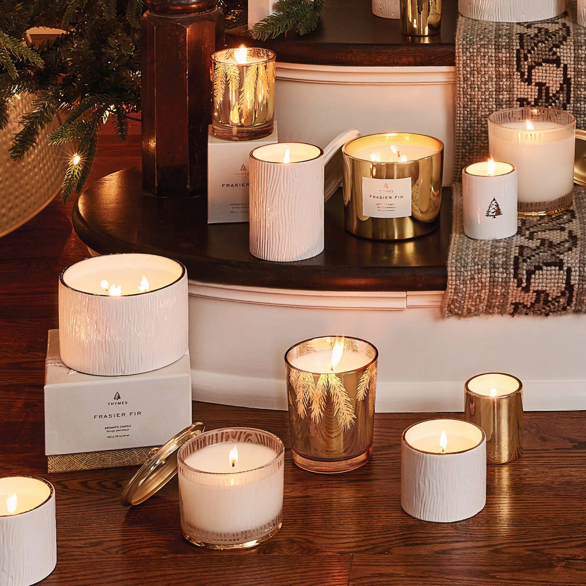 2 oz Gold Gilded Votive Candle, Frasier Fir